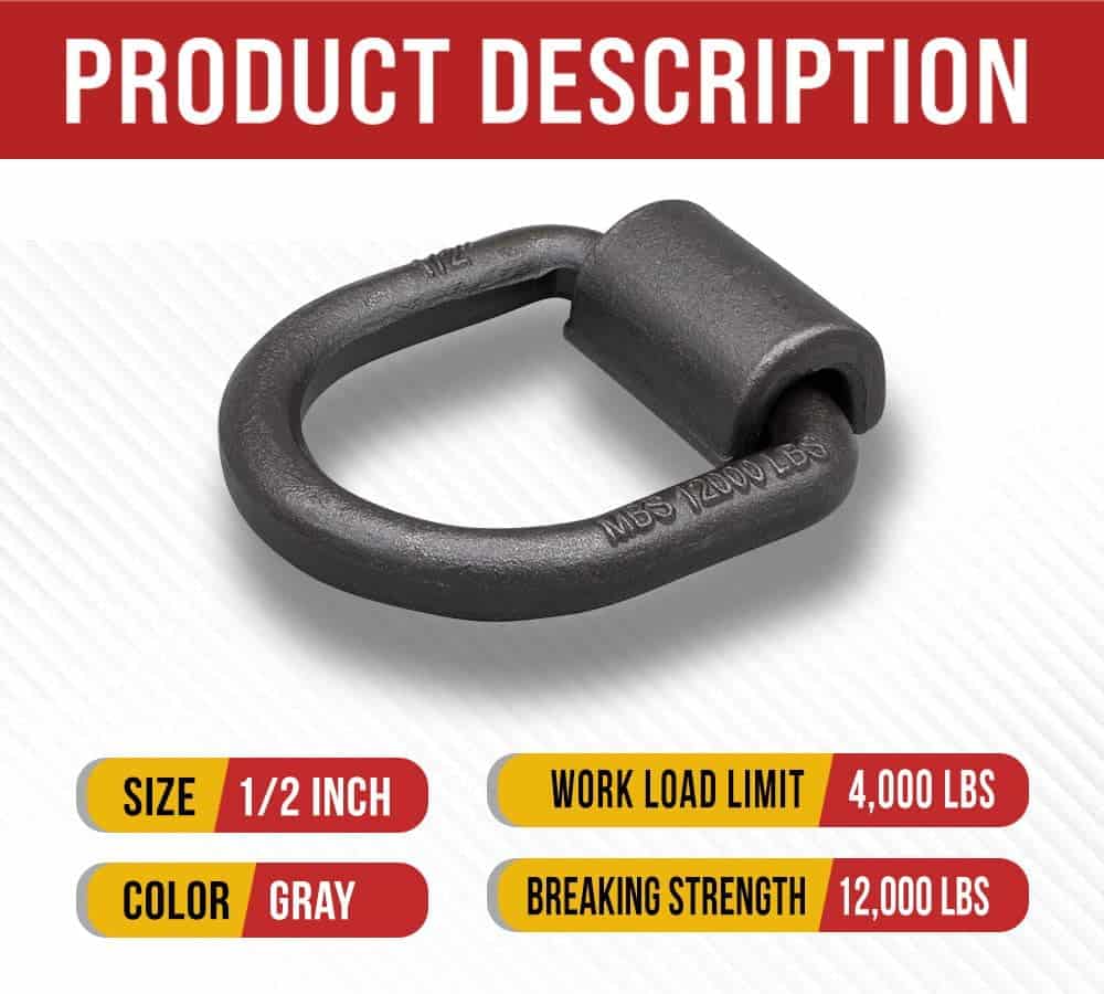 Mytee Products (20 Pack) 1/2" Anilla en D Forjada de Alta - Imagen 5