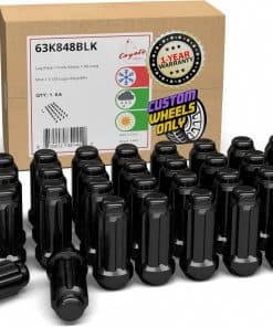 32 Pcs Tuerca de Rin de Estriado Largo M14x1.5 14x1.5 Negra