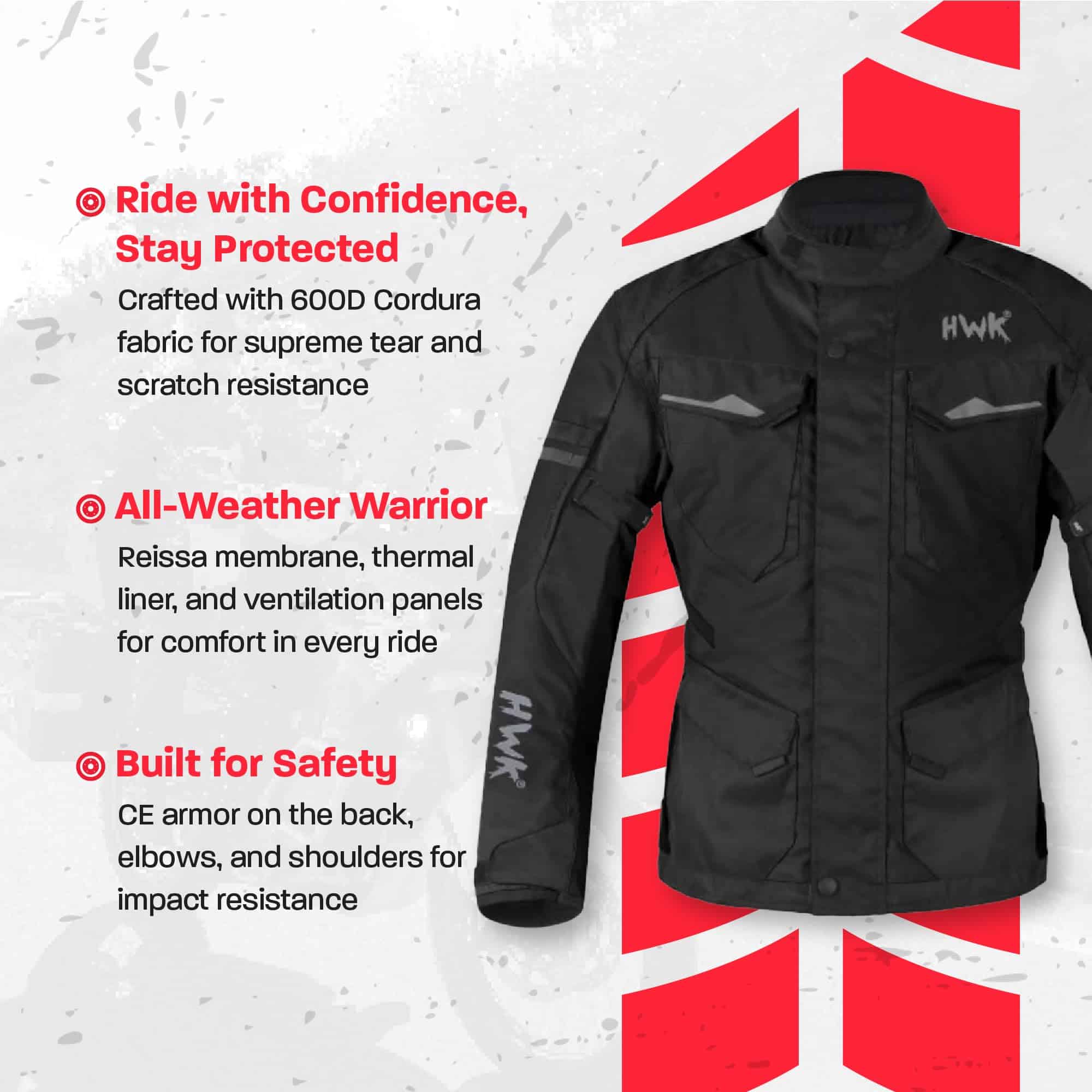 Chamarra de Moto para Hombre HWK Adventure Touring, - Imagen 3