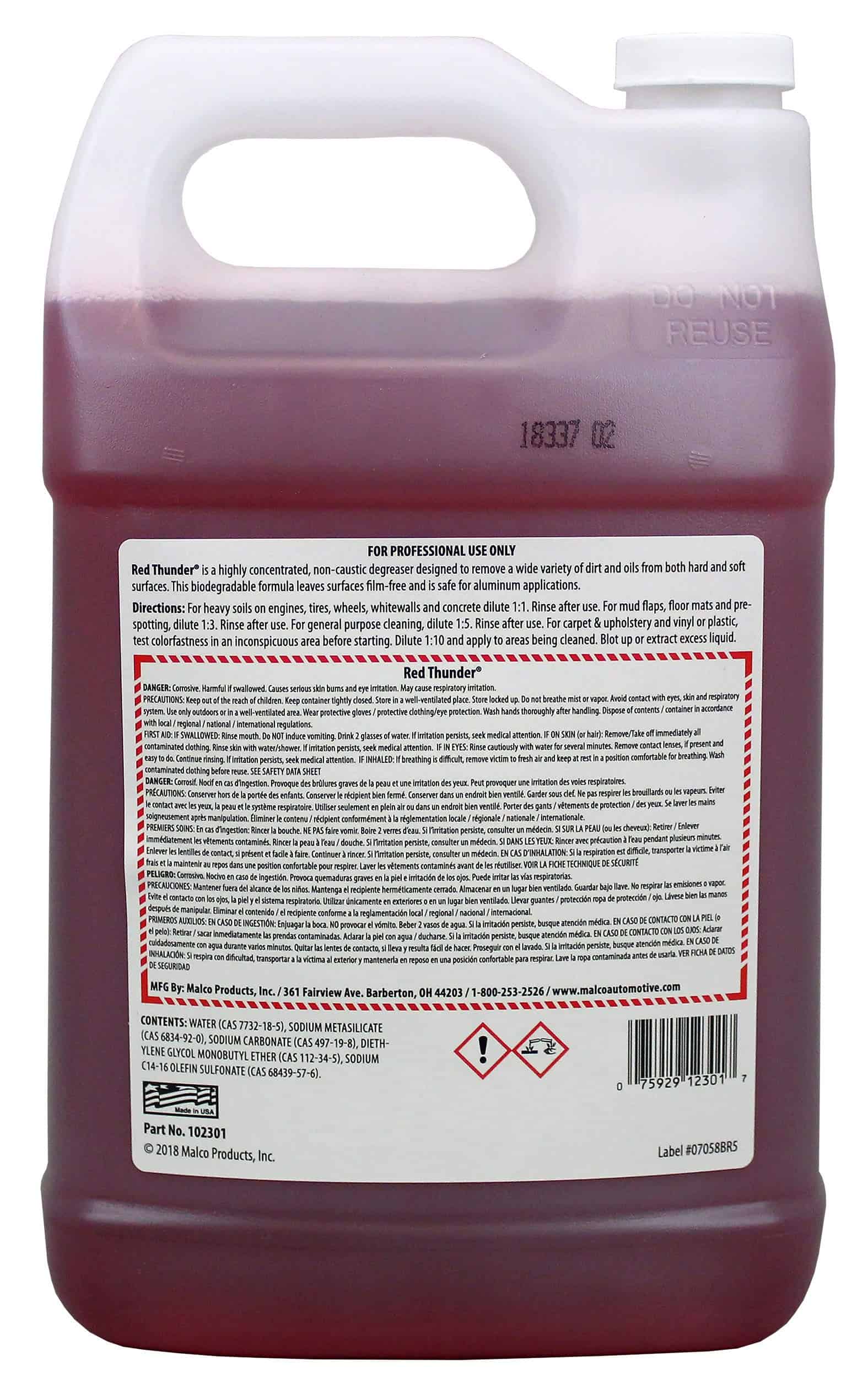 Limpiador y desengrasante automotriz Malco Red Thunder - - Imagen 3