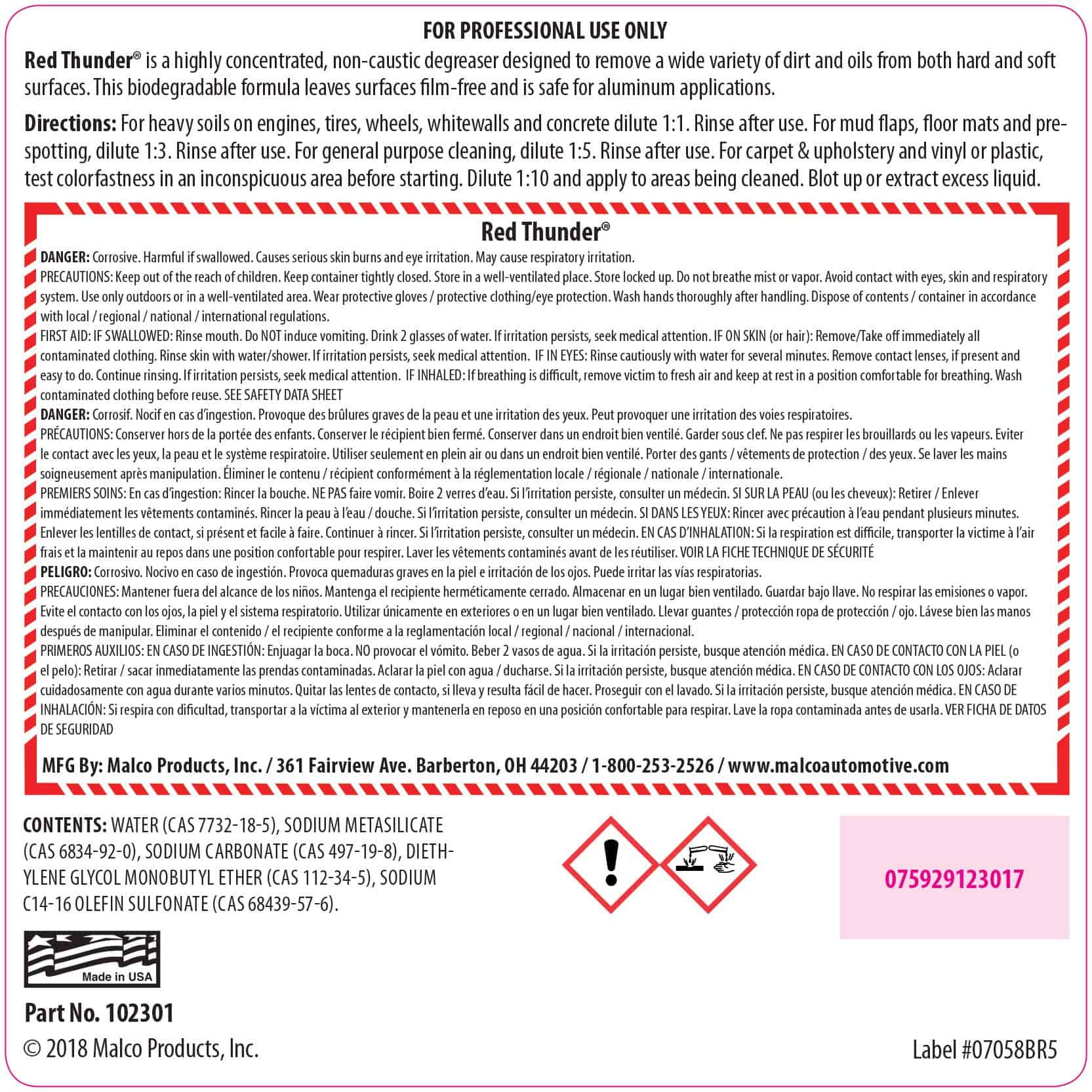 Limpiador y desengrasante automotriz Malco Red Thunder - - Imagen 4