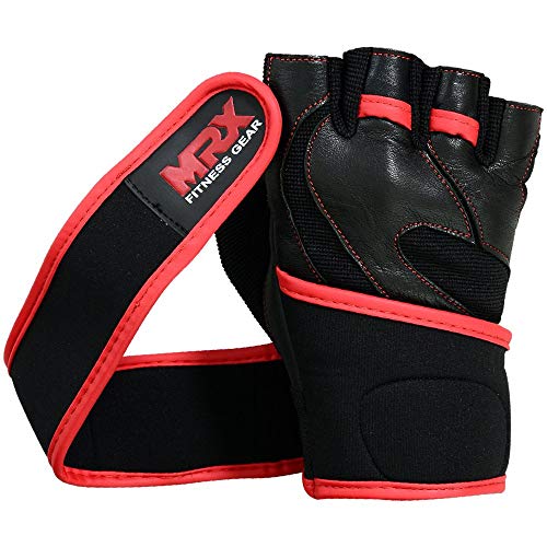 Guantes de Levantamiento de Pesas de -Negro/Rojo - Imagen 4