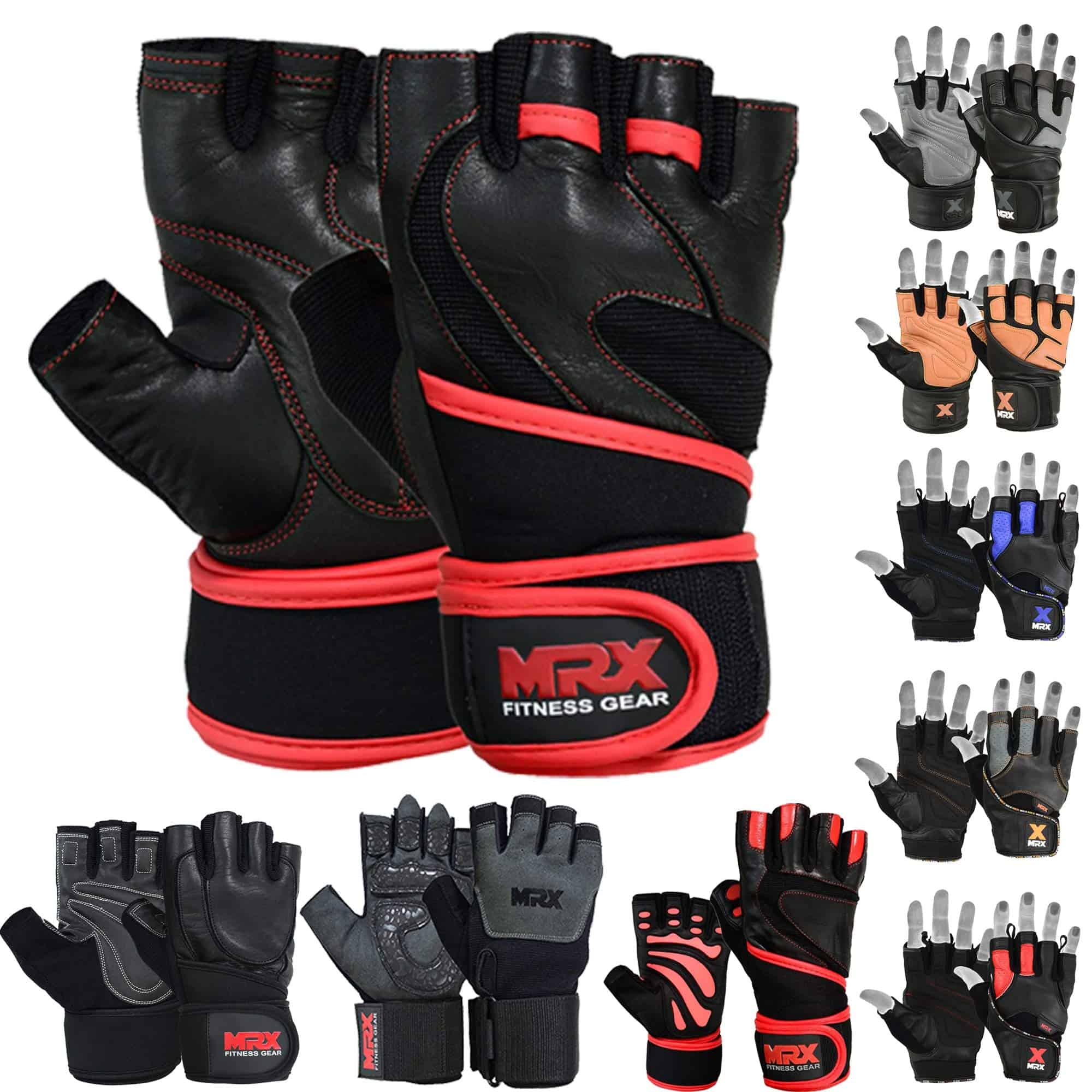 Guantes de Levantamiento de Pesas de -Negro/Rojo