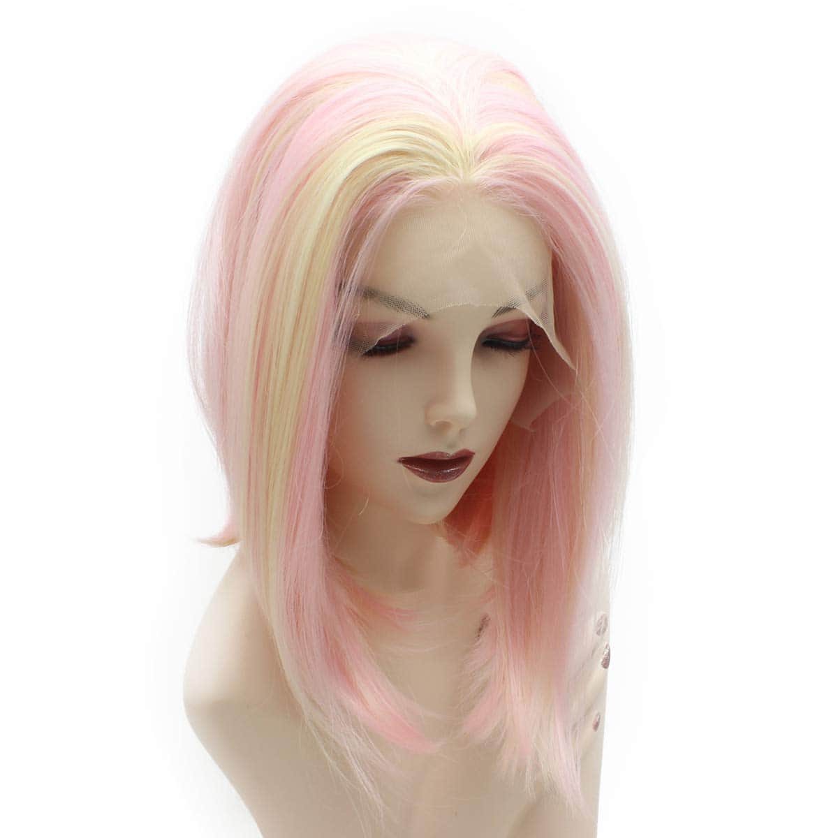 Peluca Bob Lace Front de iwonawig (Rosa con Rubia)