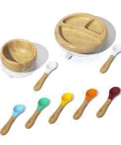 Set de Platos, Tazón y Cucharas Divididas de Bambú Avanchy