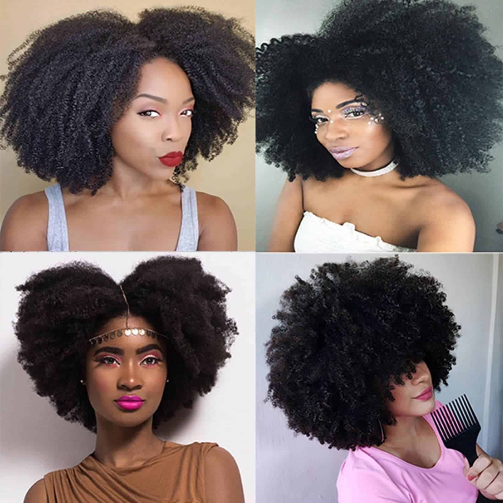 Extensión de Cabello Afro Kinky Curly Clip In de la Reina
