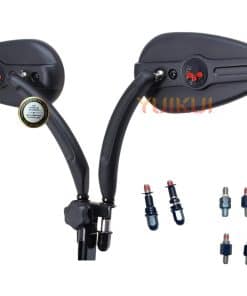 Espejos negros universales para motocicleta con diseño de