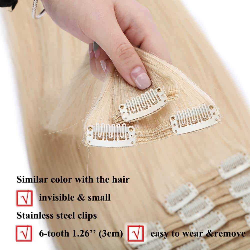 Extensiones de Cabello Clip en Pelo Humano Doble Trama - Imagen 3