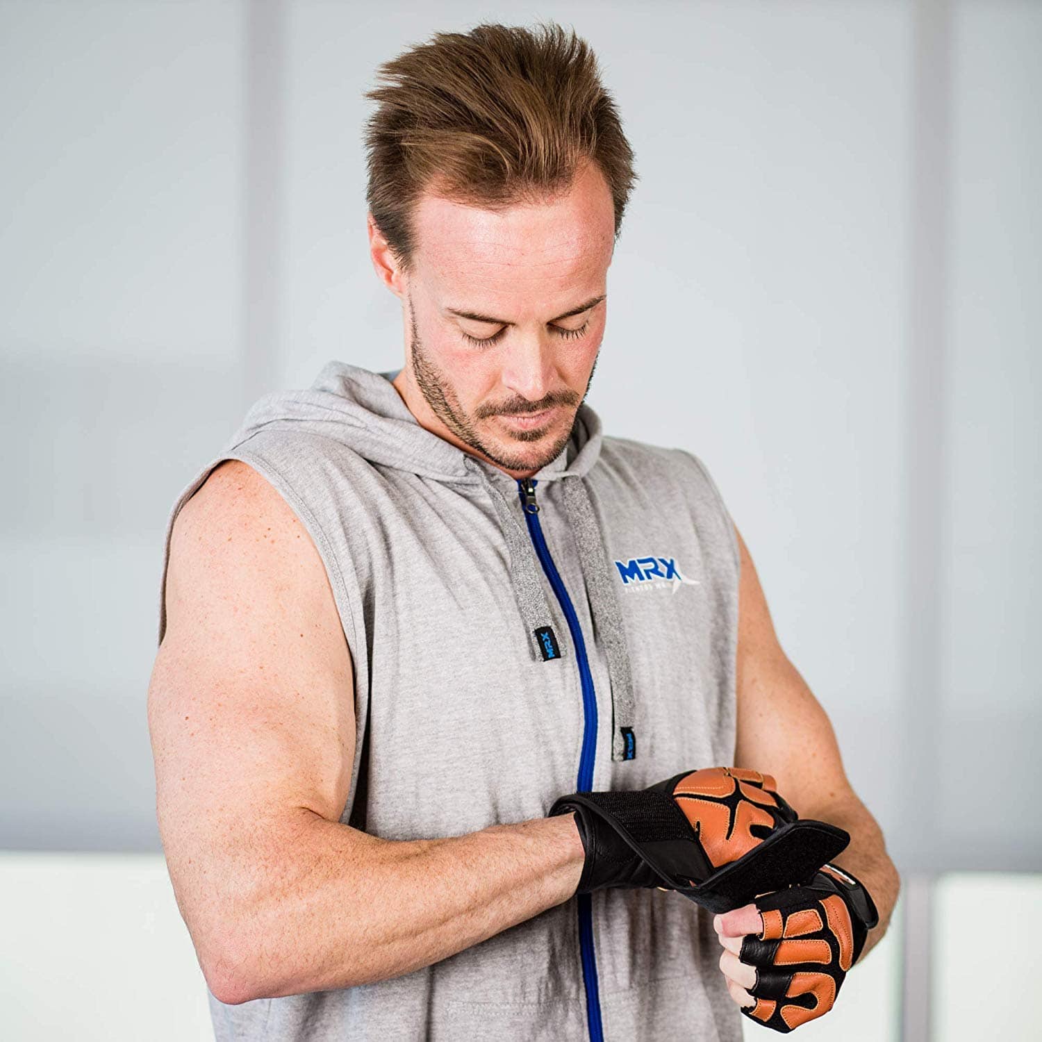 Guantes de levantamiento de pesas MRX Pro -Negro y marrón - Imagen 6