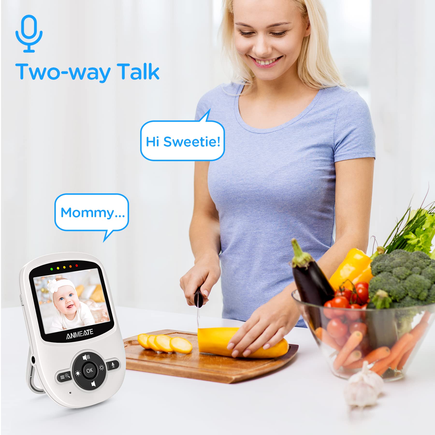 ANMEATE Video Baby Monitor con Cámara Digital, Monitor de - Imagen 6