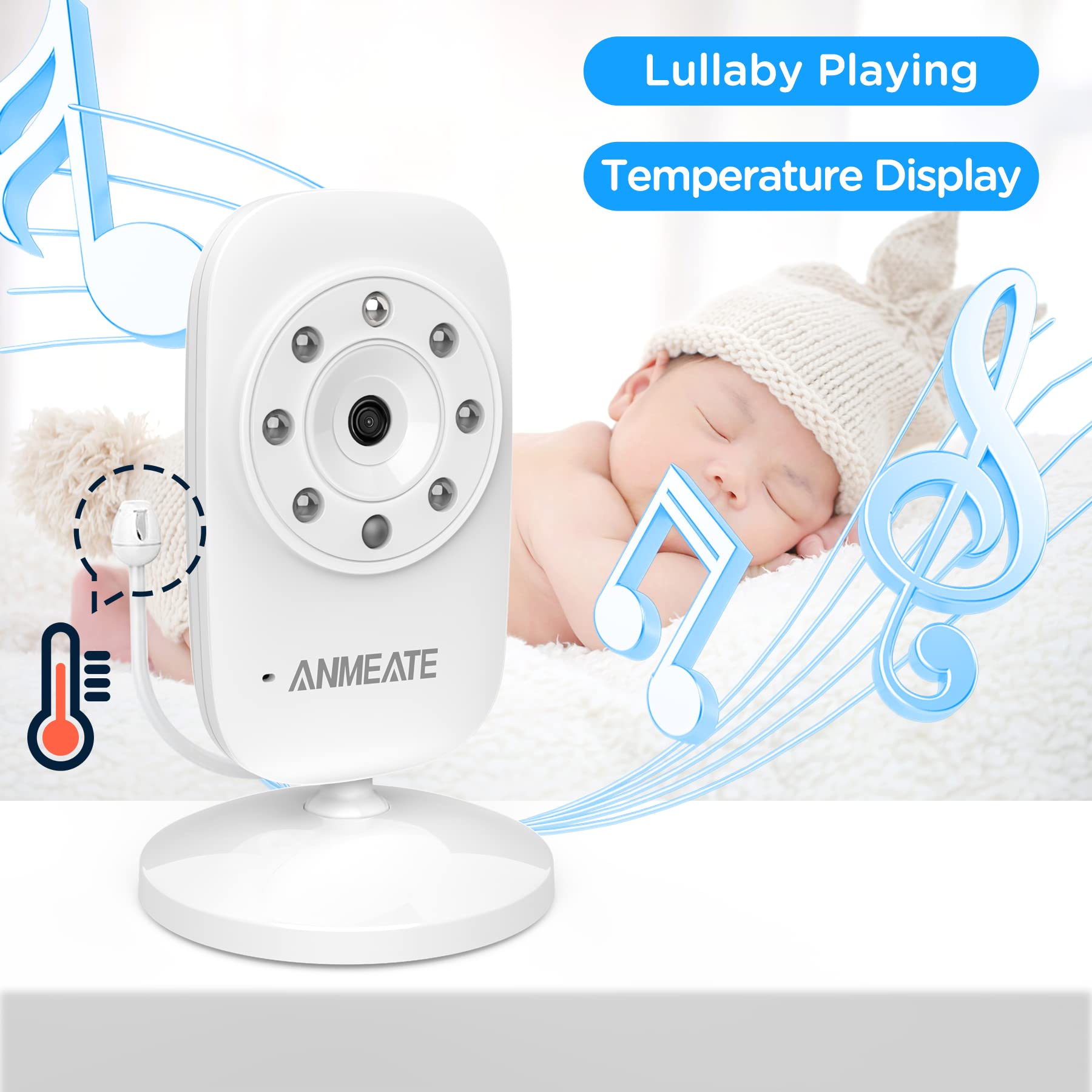 ANMEATE Video Baby Monitor con Cámara Digital, Monitor de - Imagen 5