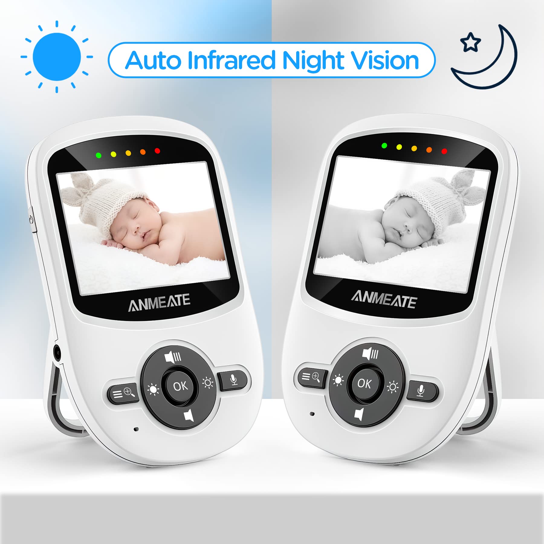 ANMEATE Video Baby Monitor con Cámara Digital, Monitor de - Imagen 7
