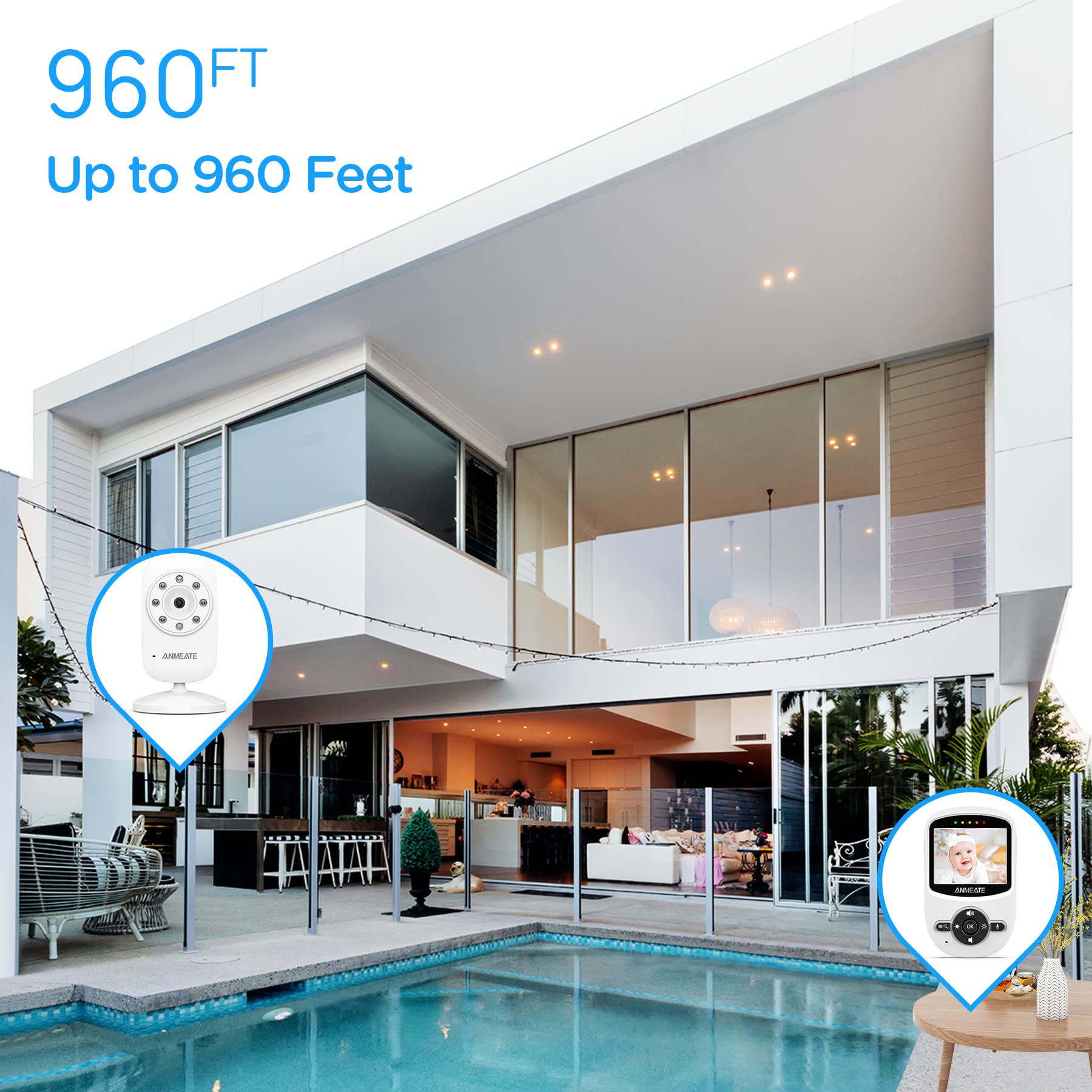 ANMEATE Video Baby Monitor con Cámara Digital, Monitor de - Imagen 8