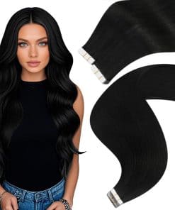 Easyouth Extensiones de Cabello Humano Tape ins Negro