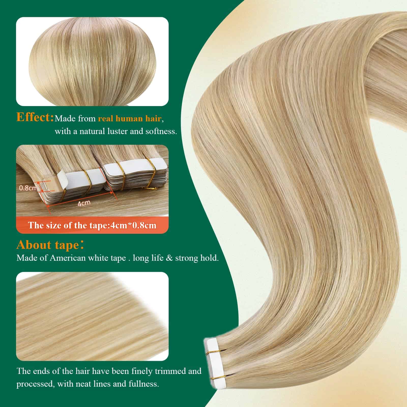 Extensiones de Cabello Humano Real Easyouth - Rubio Cálido - Imagen 5