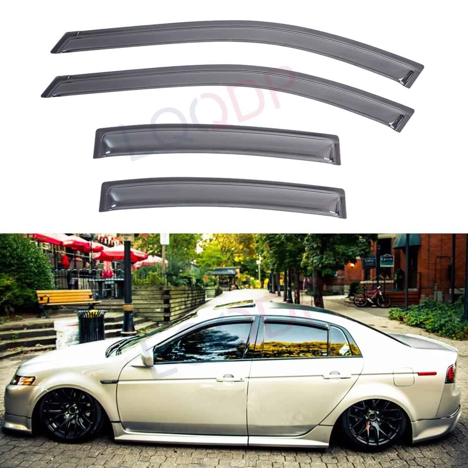 LQQDP 4pcs Front+Rear JDM Smoke Sun/Rain Guard Outside