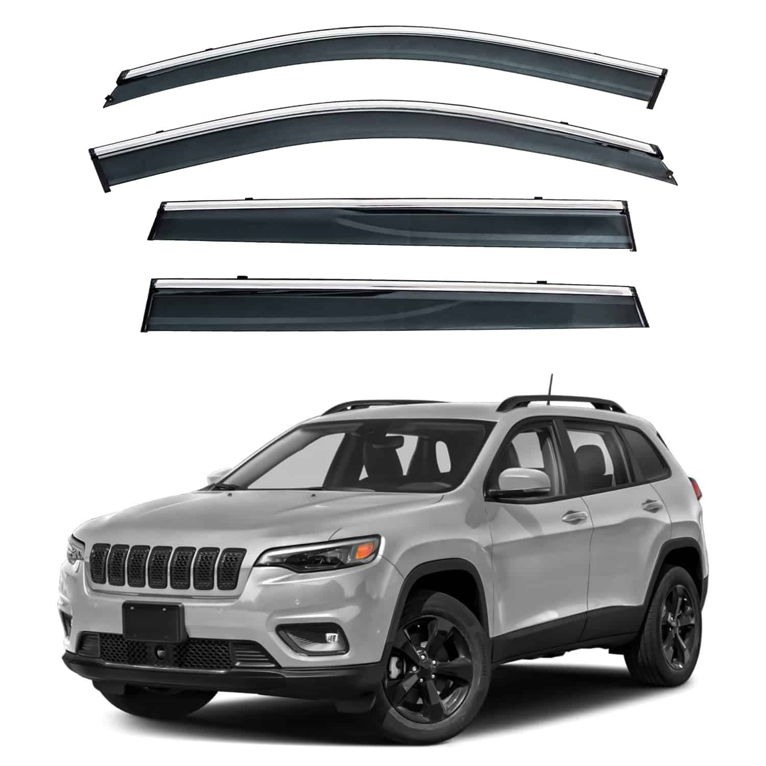LQQDP 4pcs Viseras de Ventana de Humo con Detalles Cromados