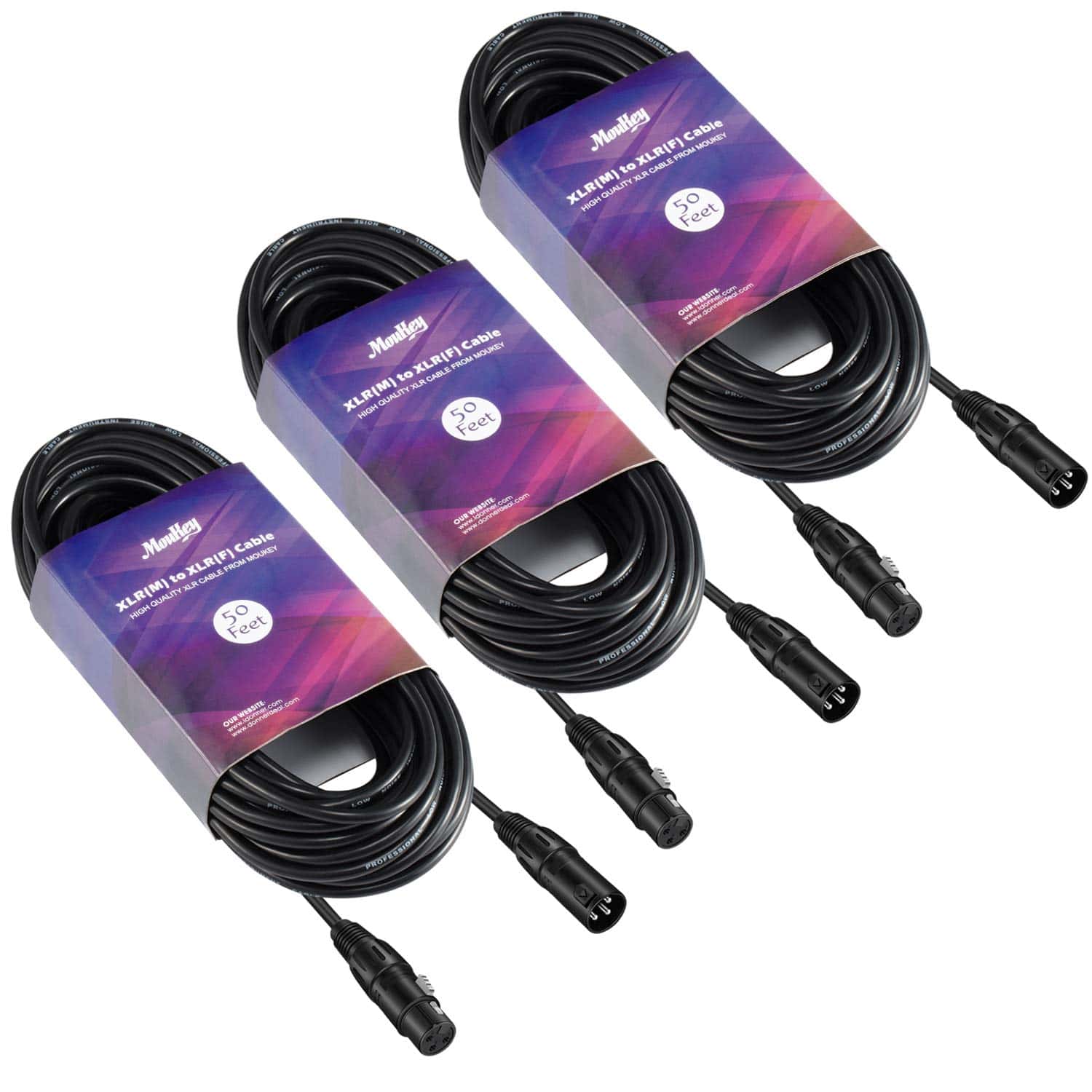 Cables XLR Moukey de 50 pies, Cable de Micrófono XLR Macho