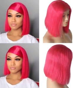 Pelucas de Encaje Frontal de Color Rosa Intenso sin