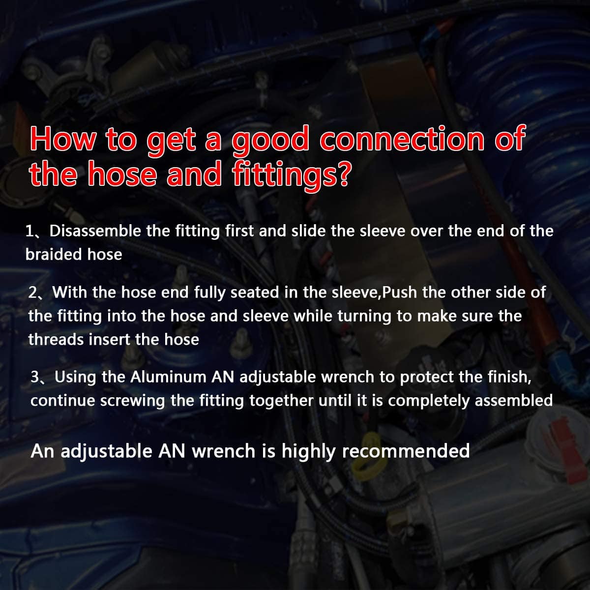 Manguera de Combustible Trenzada de Acero -Negro y Azul - Imagen 8