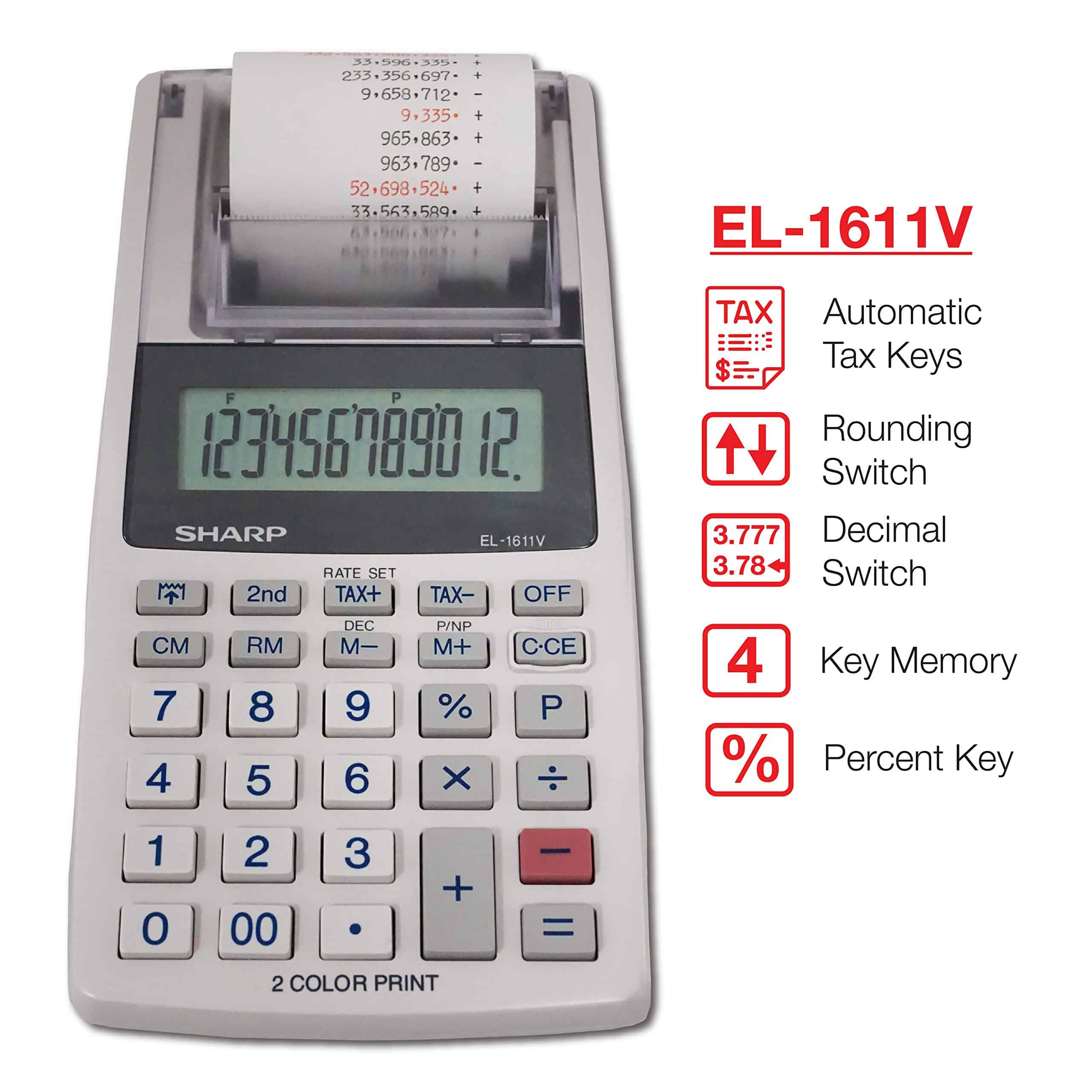 Calculadora Impresora Portátil Inalámbrica Sharp EL-1611V - Imagen 4