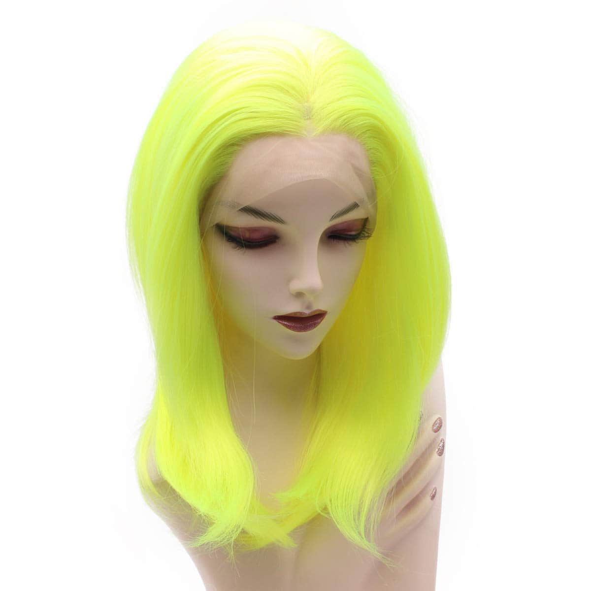 Pelucas de encaje sintético corto Bob Recto en color verde