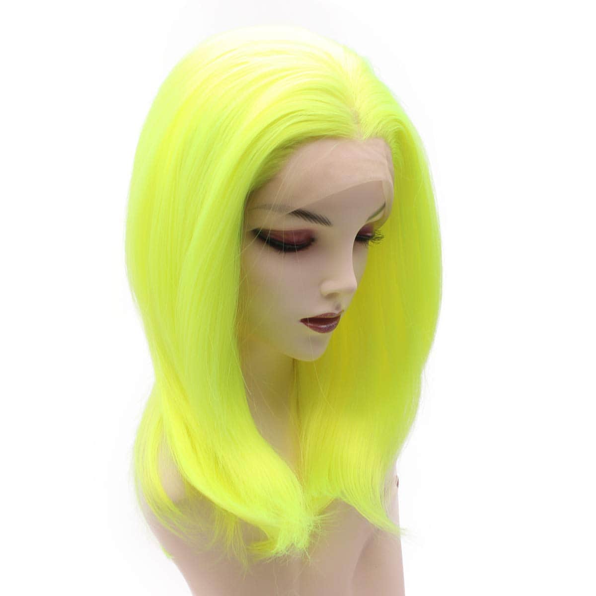 Pelucas de encaje sintético corto Bob Recto en color verde - Imagen 3