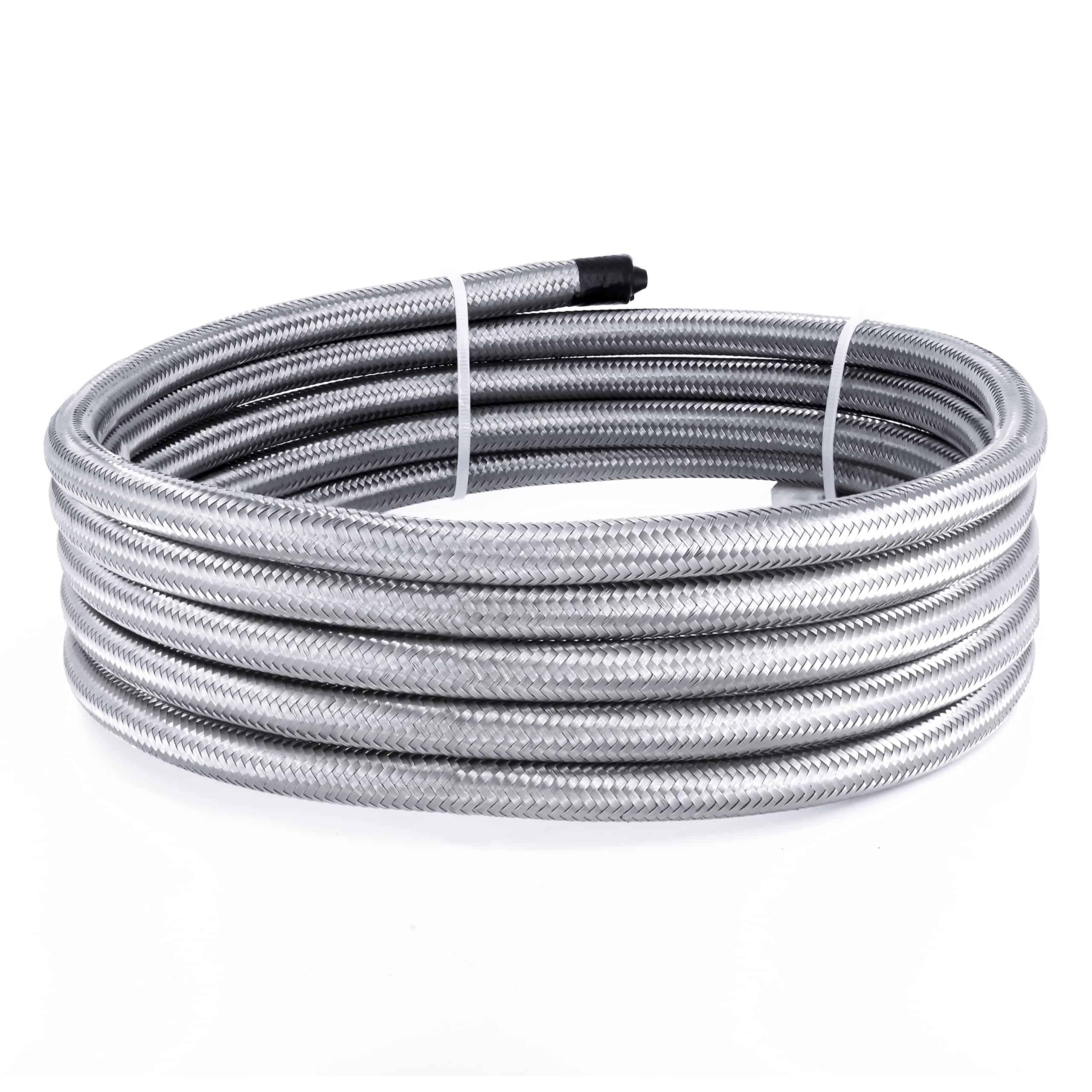 Manguera de Combustible Trenzada de Acero -Plateado