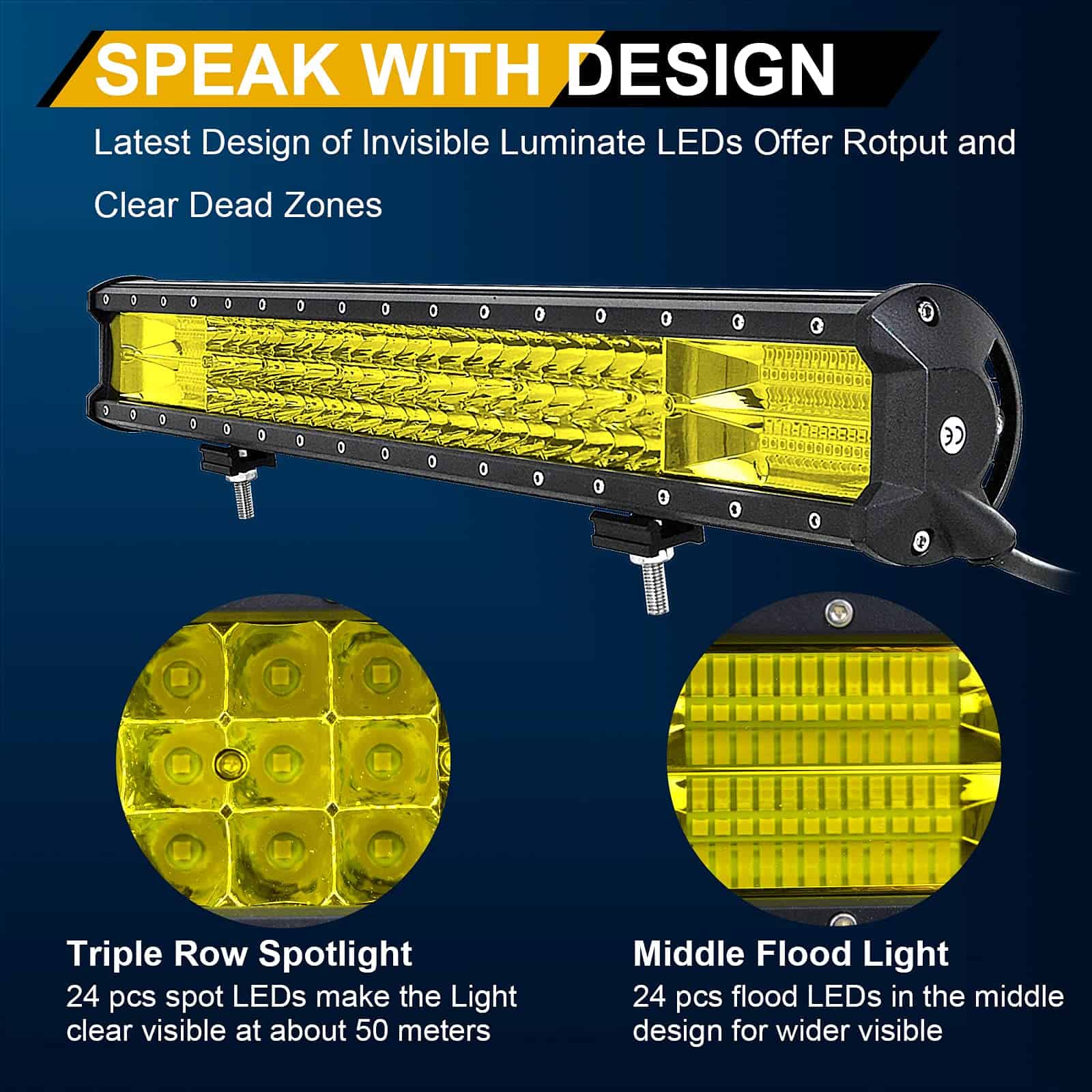 Barra de Luz LED AUXTINGS de 22 pulgadas 324W Amarillo - Imagen 4