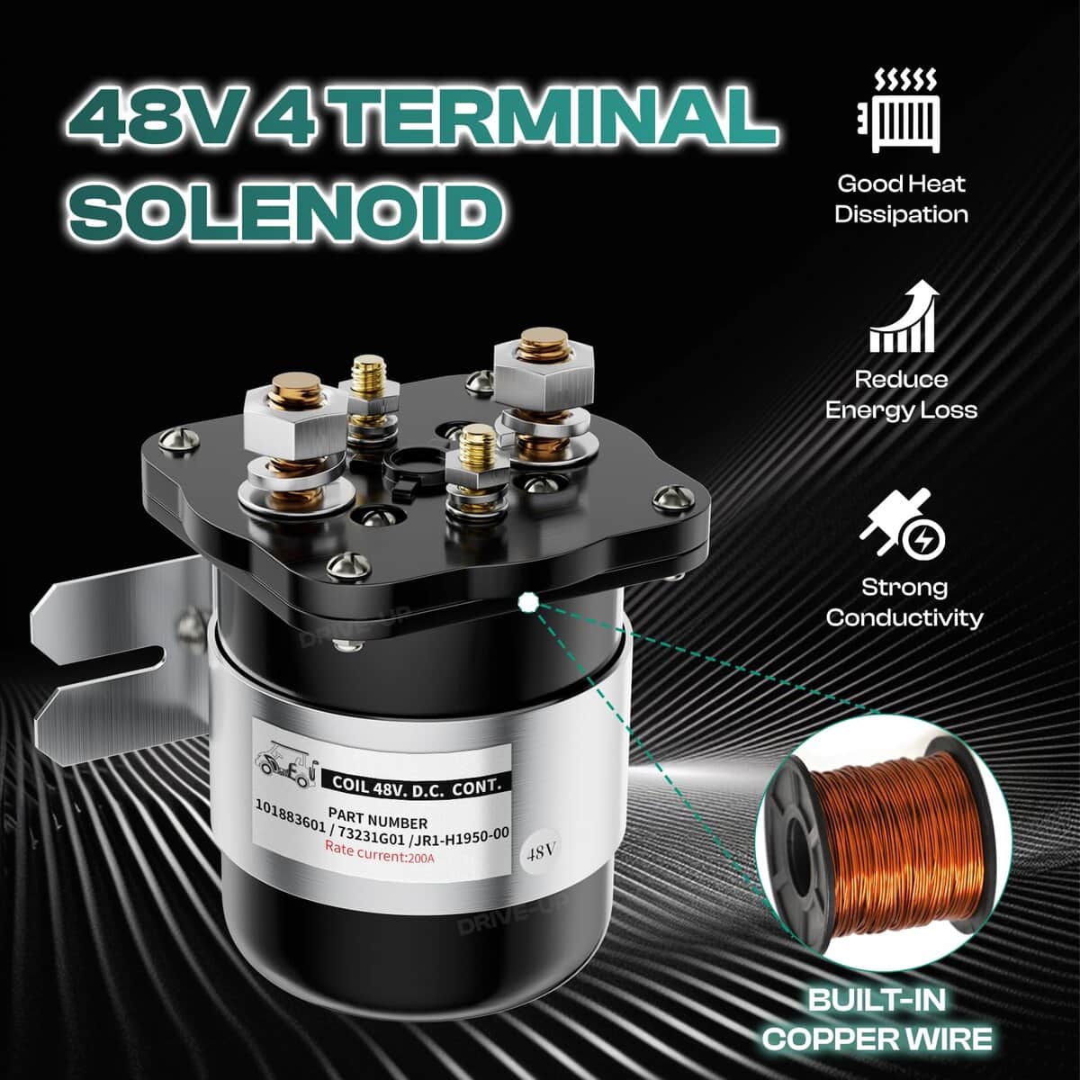 Solenoid de 48 Voltios de 4 Terminales para Club Car - Imagen 3