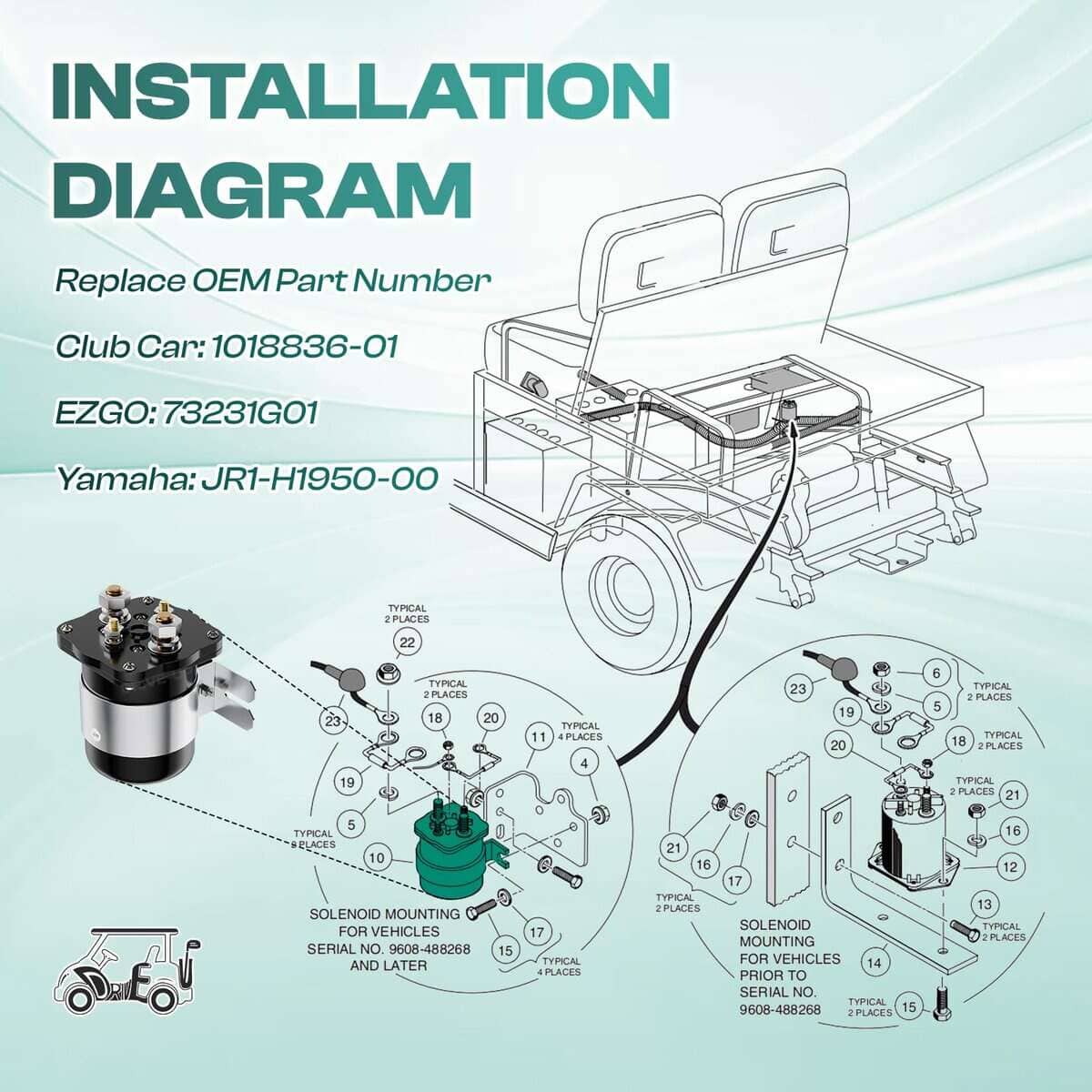 Solenoid de 48 Voltios de 4 Terminales para Club Car - Imagen 7