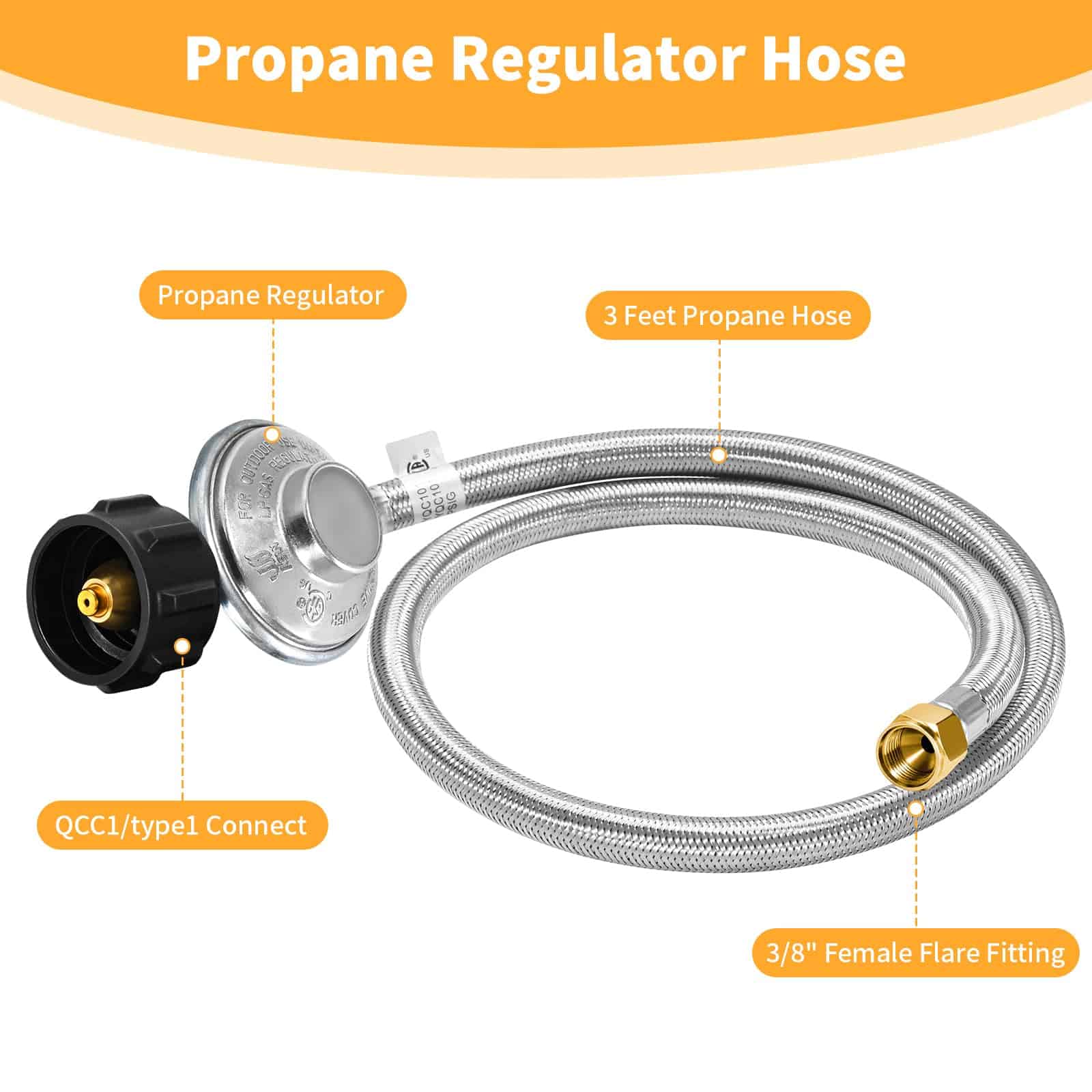 GasSaf Regulador y Manguera de Propano de 6 Pies Universal - Imagen 4