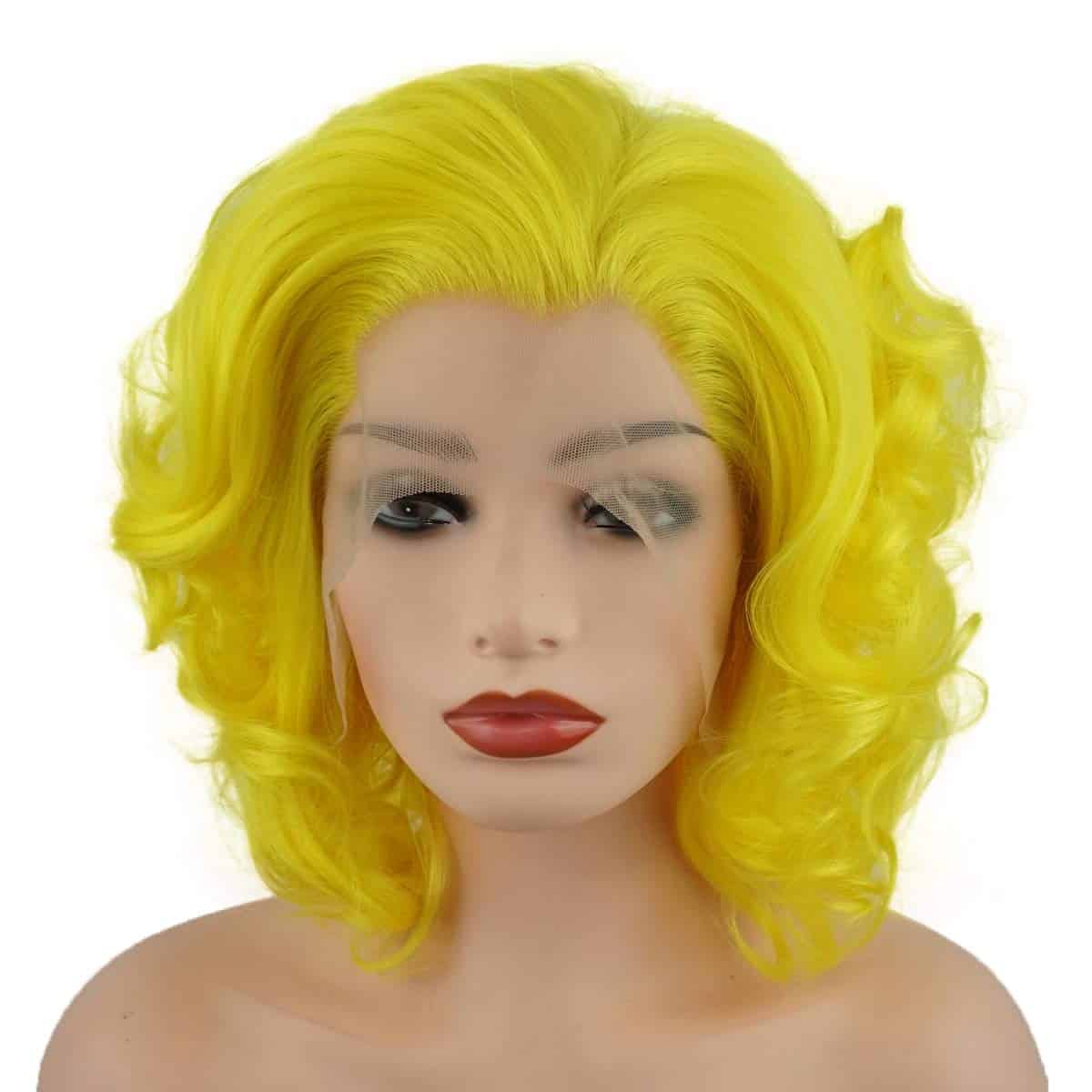 Peluca sintética dorada ondulada corta de 10 pulgadas con - Imagen 4