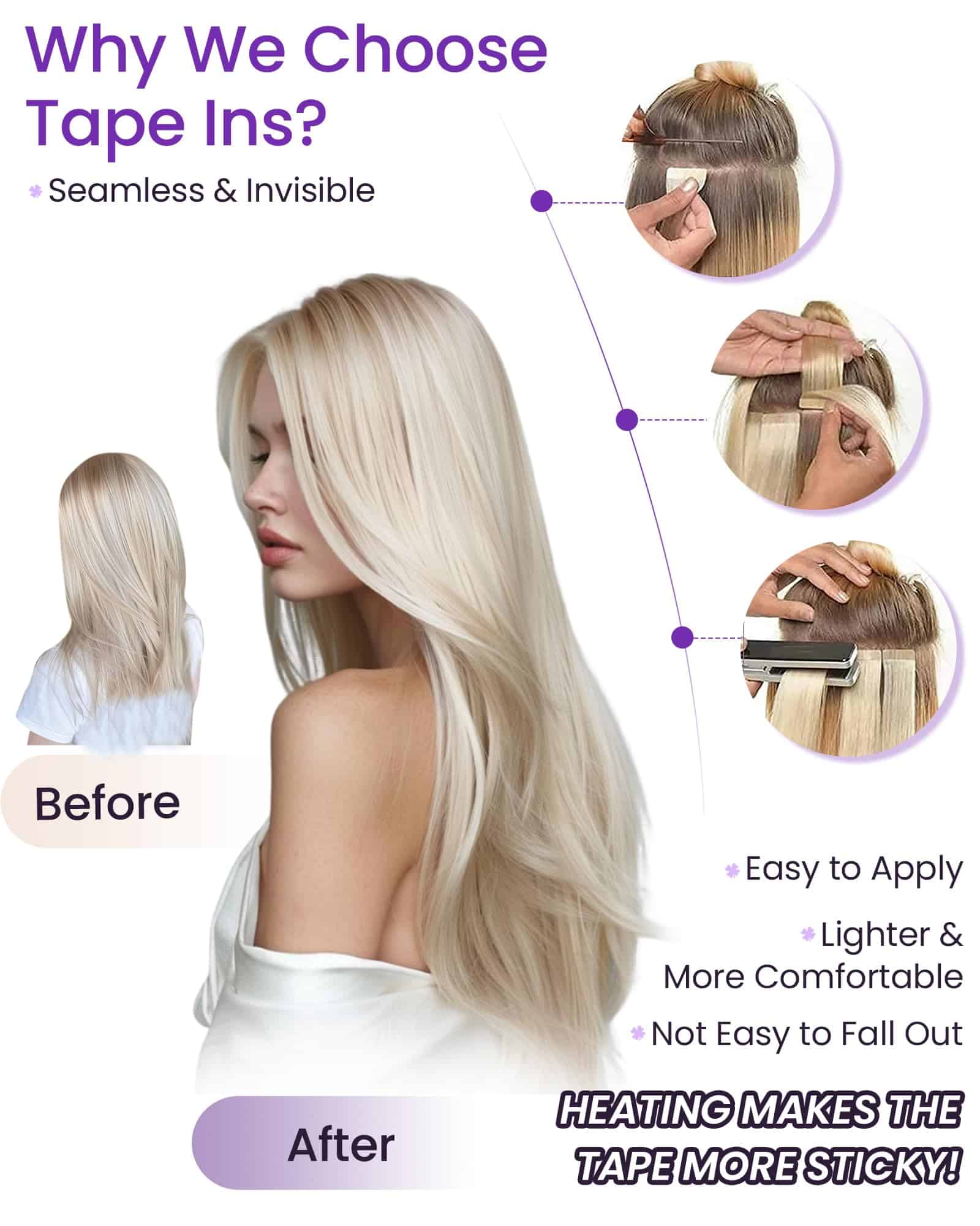 Extensiones de Cabello Humano Ombre Marrón Cinta en - Imagen 3