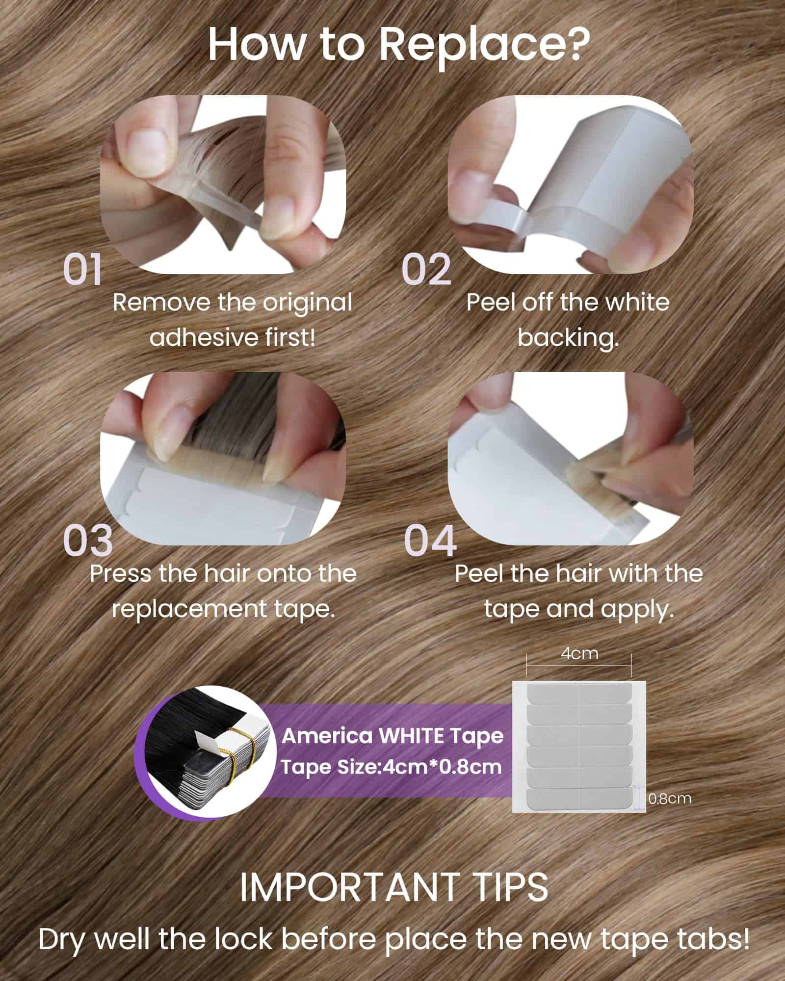 Extensiones de Cabello Humano Ombre Marrón Cinta en - Imagen 7