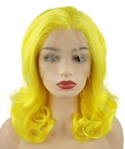 Peluca Sintética de Encaje Frontal Ondulado a la Altura de