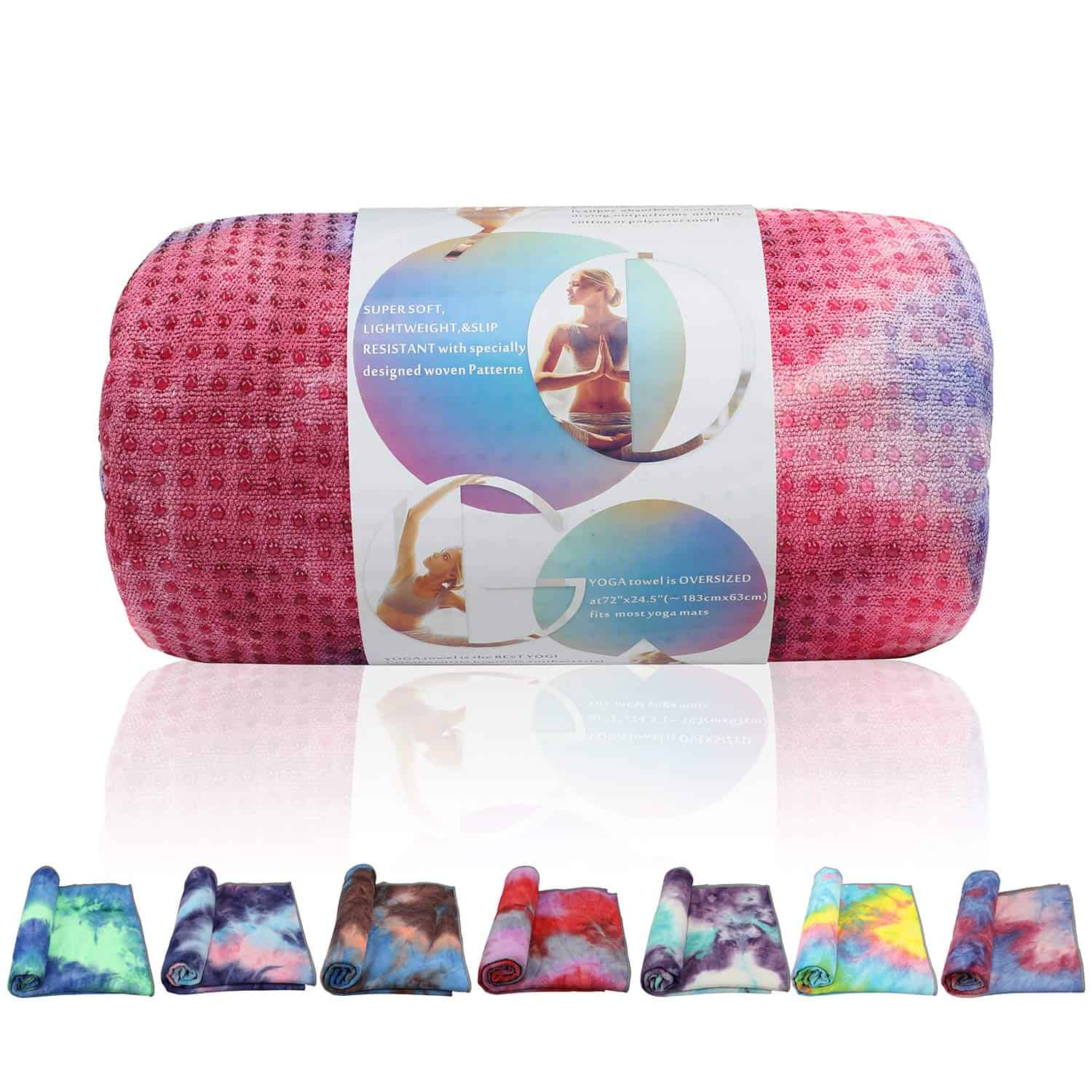 Toalla de Yoga Antideslizante, Toalla de Yoga -Rosa y Azul y - Imagen 4