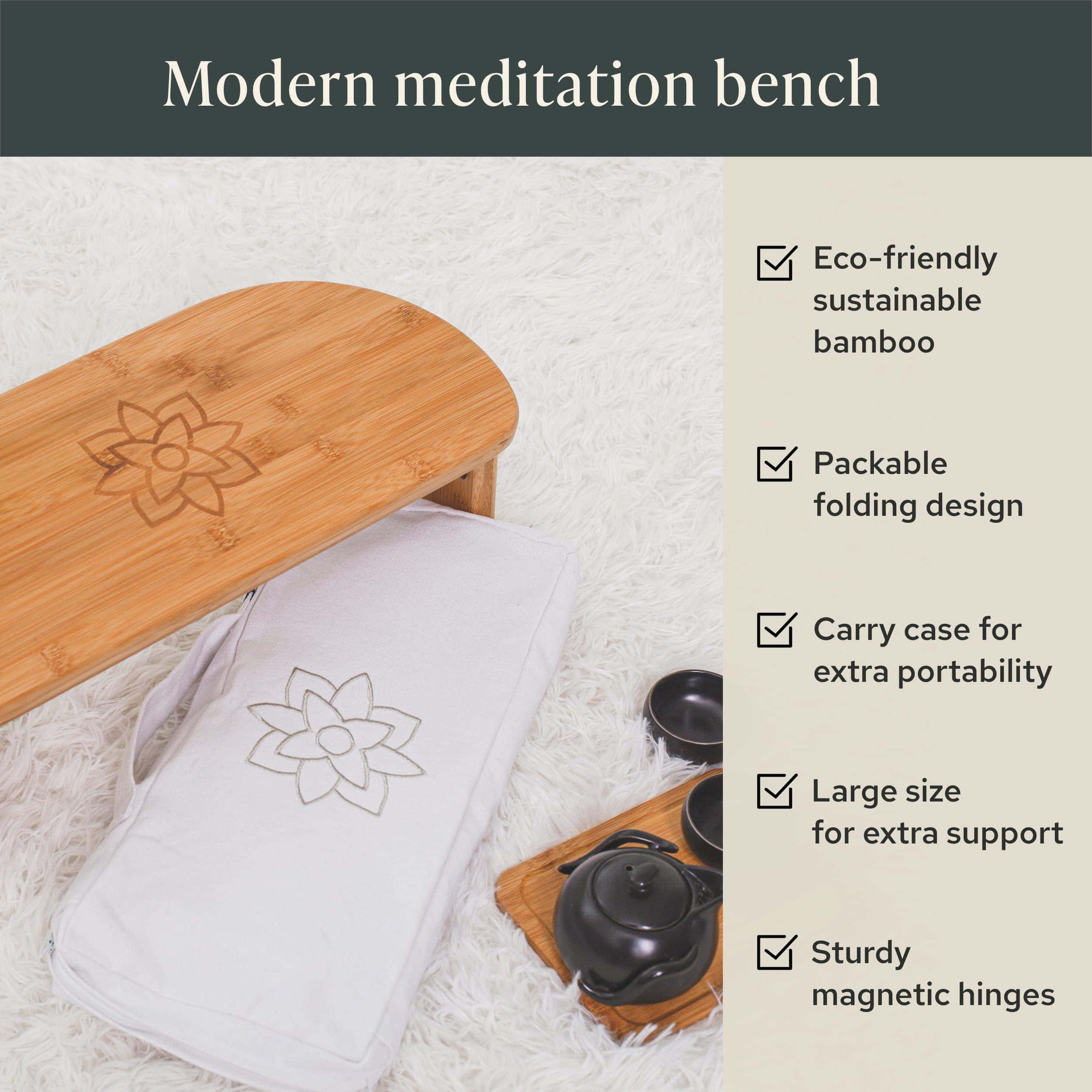 Banco de Meditación Plegable Bamboo - Taburete de Rodillas - Imagen 5