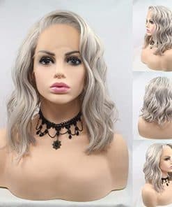 Peluca de Encaje Frontal Rubio Plateado para Mujeres Pelo