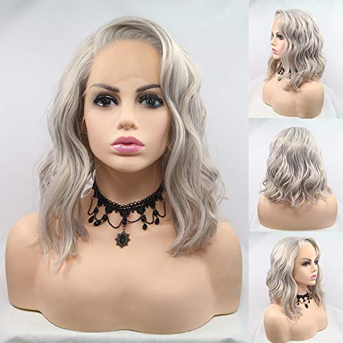 Peluca de Encaje Frontal Rubio Plateado para Mujeres Pelo