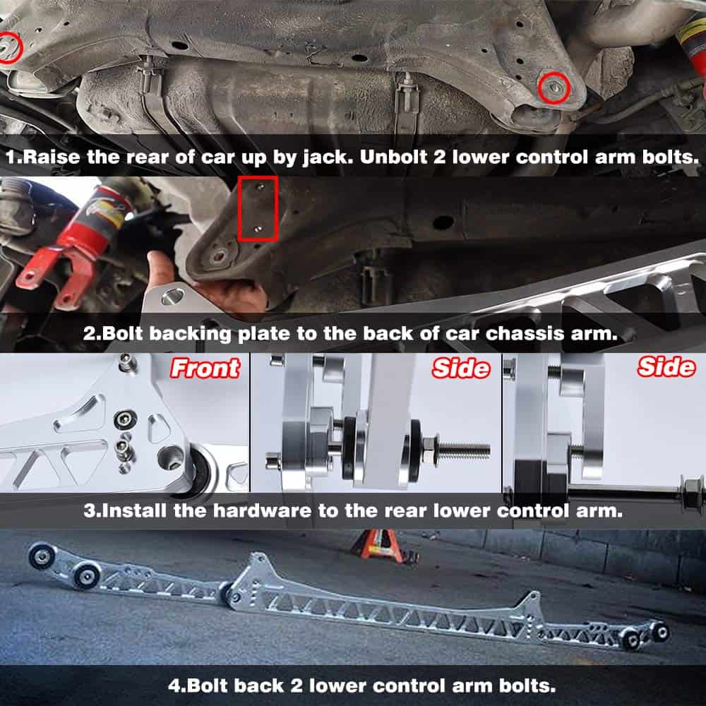 Barra de soporte de subframe trasera de aluminio PTNHZ - Imagen 7