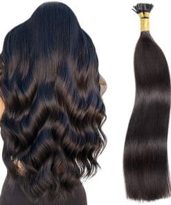 Extensiones de Cabello Humano I-Tip, 16 Pulgadas 40cm #1B