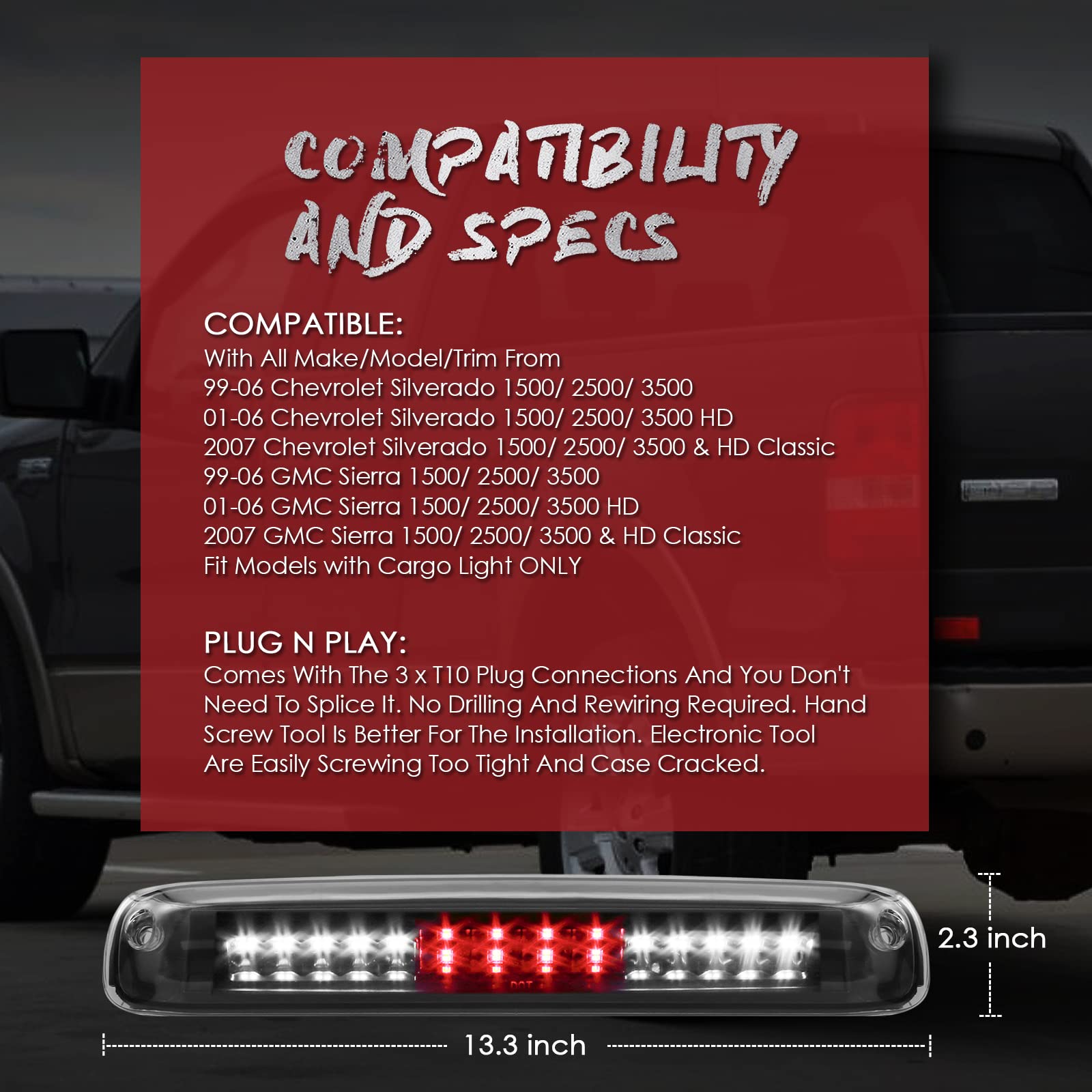 3ra Tercera Luz de Freno Trasera de Repuesto para Chevrolet - Imagen 8