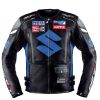 Chamarra de Cuero para Motocicleta Corelli MG Suzuki Azul