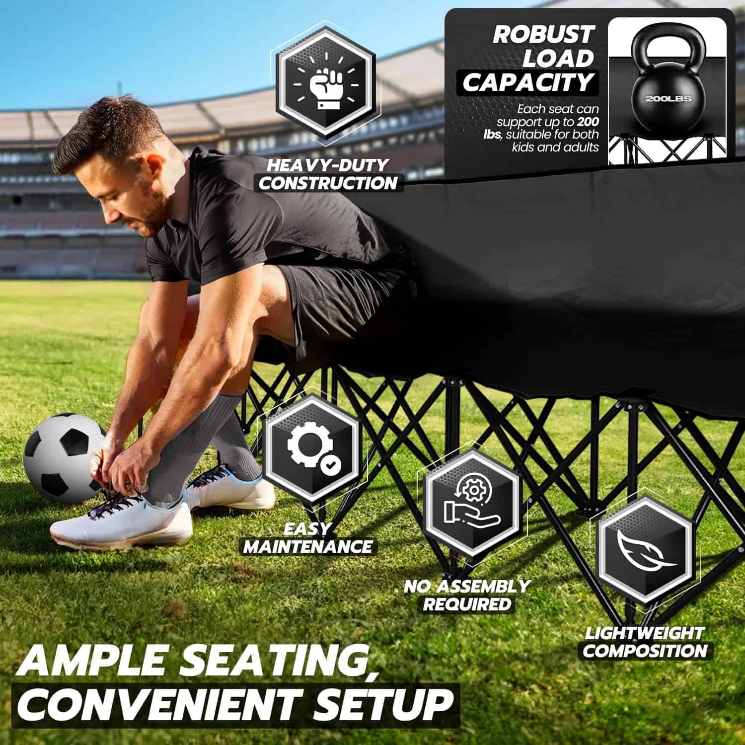 Banca Plegable Portátil Flexzion, 6 Asientos, Banca de - Imagen 6