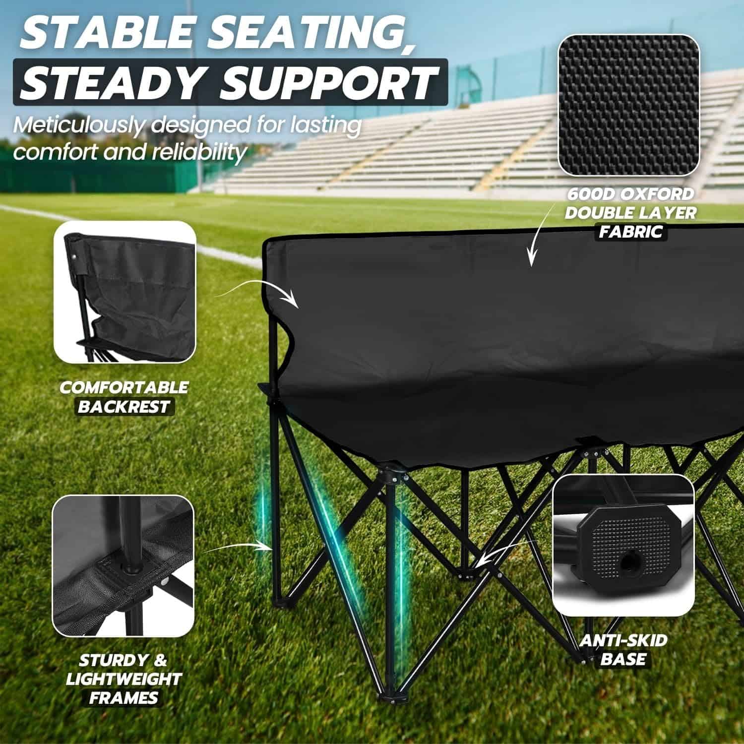 Banca Plegable Portátil Flexzion, 6 Asientos, Banca de - Imagen 8