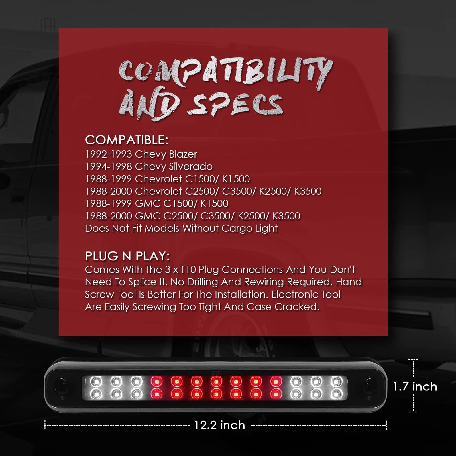 Tercera Luz de Freno Trasera de Repuesto para Chevy GMC - Imagen 7