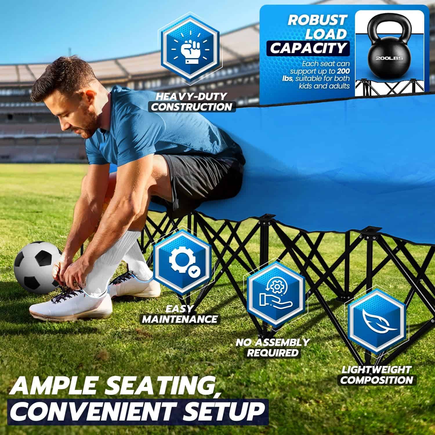 Banca Plegable Portátil Flexzion, 6 Asientos, Banquillo de - Imagen 6