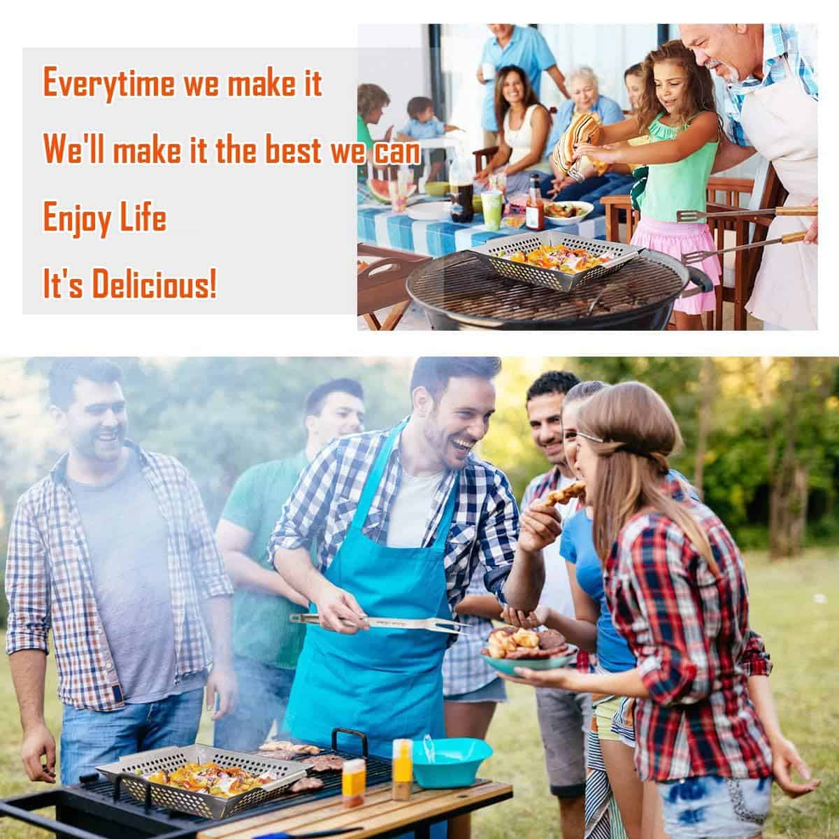 3 Pack Canastas de Parrilla para Asar al Aire Libre, - Imagen 8