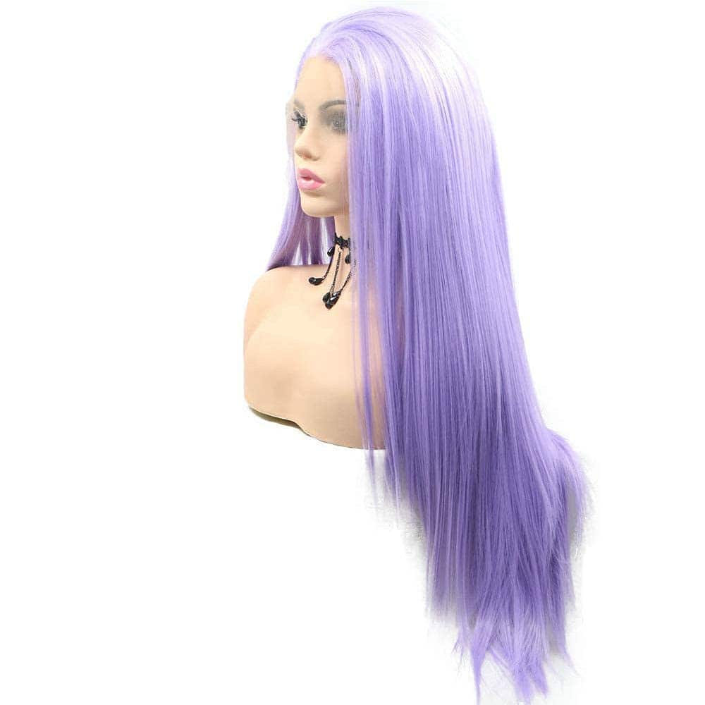 Pelucas Frontales de Encaje Sintético Morado para Mujeres - Imagen 5